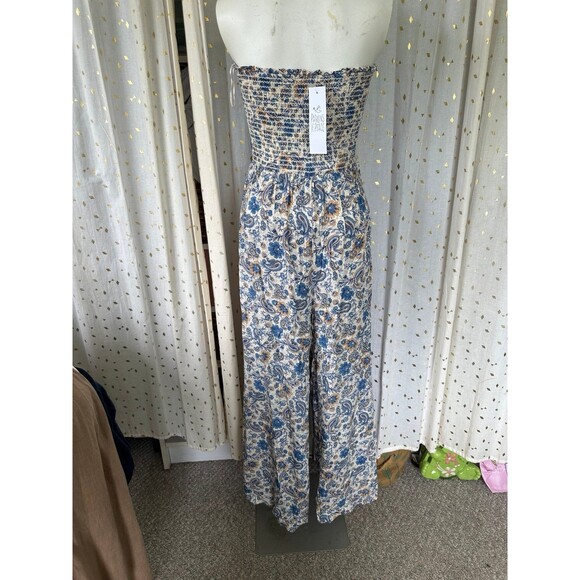 Patrons Of Peace NWT Floral Smocked Strapless Front Tie Wide Leg Jumpsuit S - Picture 5 of 6